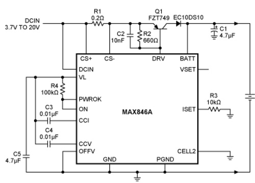 Linear single-cell Li-ion charger MAX846A Maxim MAX846A